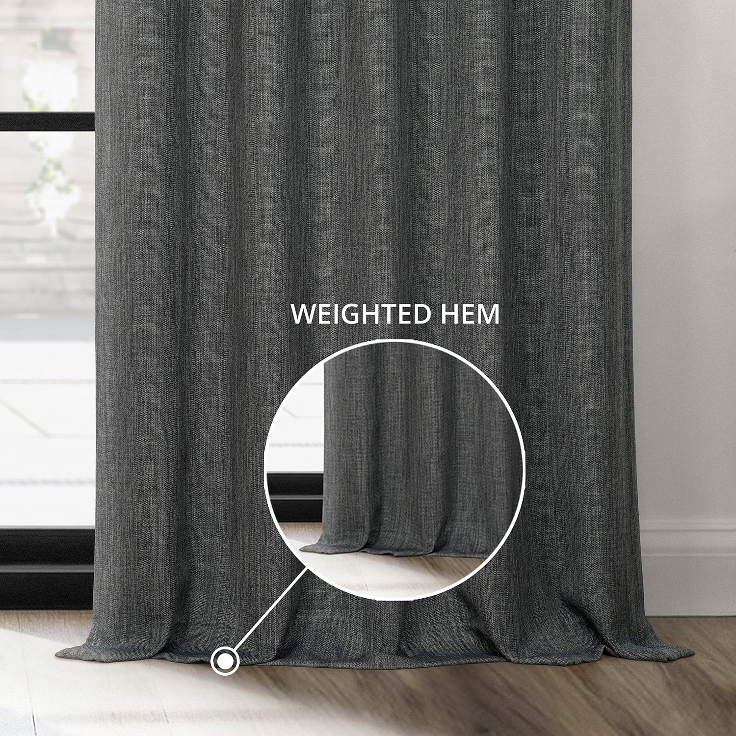 HPD Half Price Drapes Dark Gravel Grommet Faux Linen Room Darkening Curtains for Bedroom & Living Room Curtains (1 Panel), Door & Window Curtains 120 inches long, Grommet Curtains, 50W X 120L