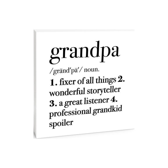 Grandpa Fixer Of Things Black Script 10 x 10 Wood Tabletop Sign Plaque