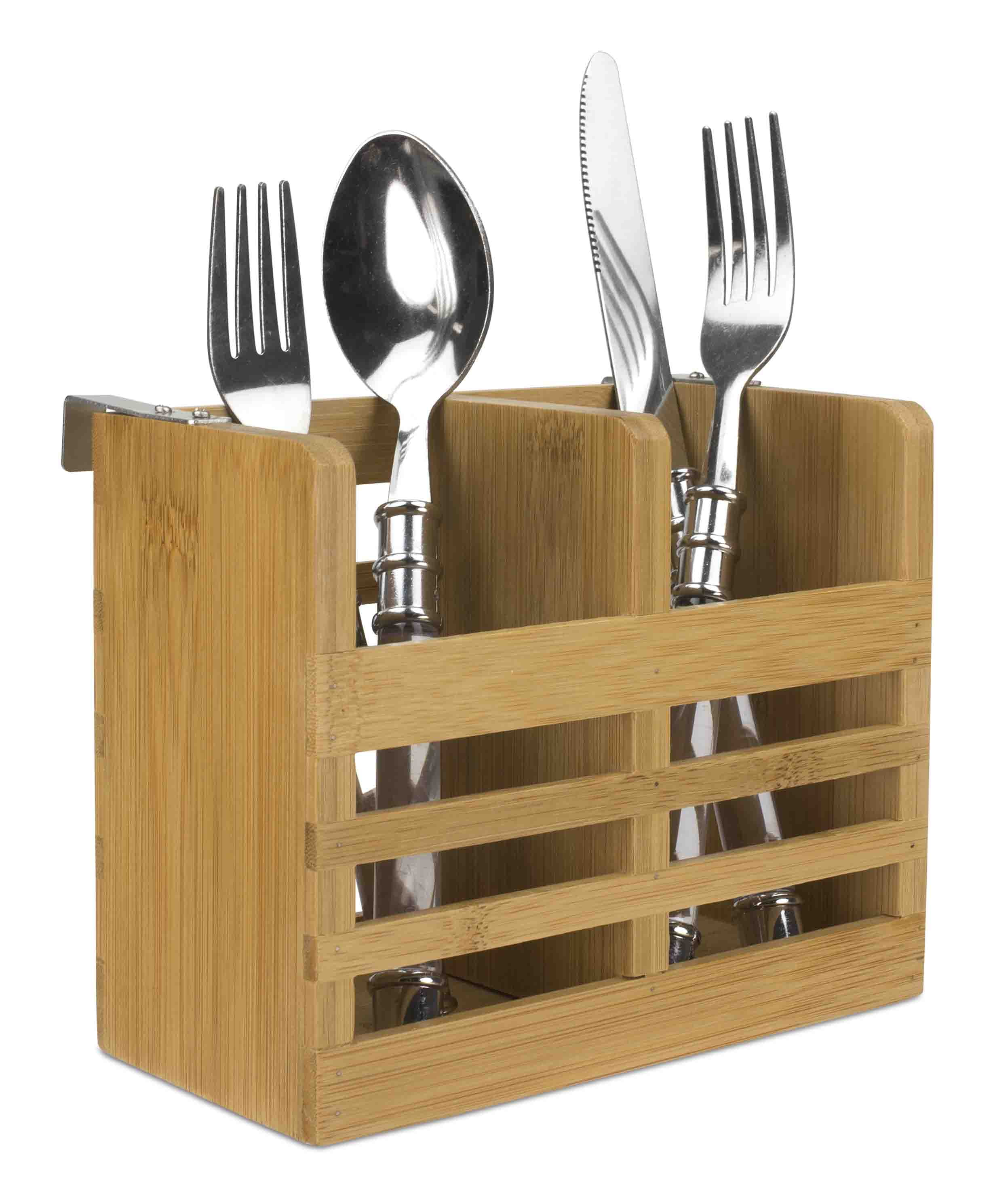 Home Basics Bamboo Utensil Holder and FastDrying Rack with Builtin
