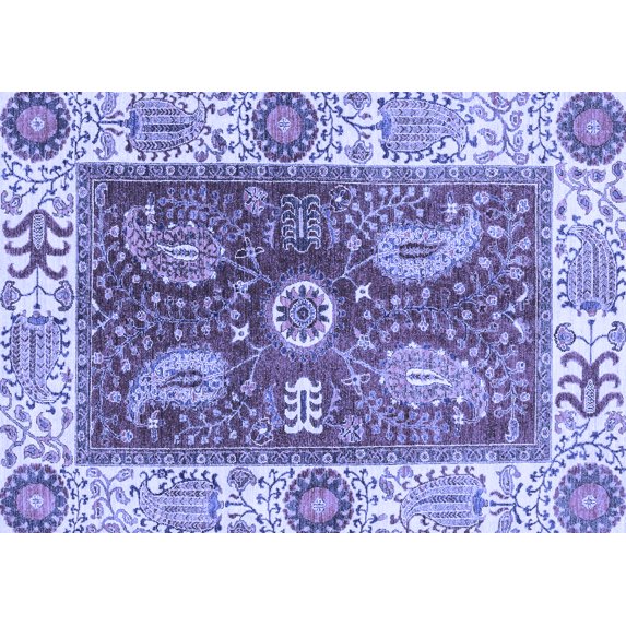 Ahgly Company Indoor Rectangle Oriental Blue Traditional Area Rugs, 5' x 7'