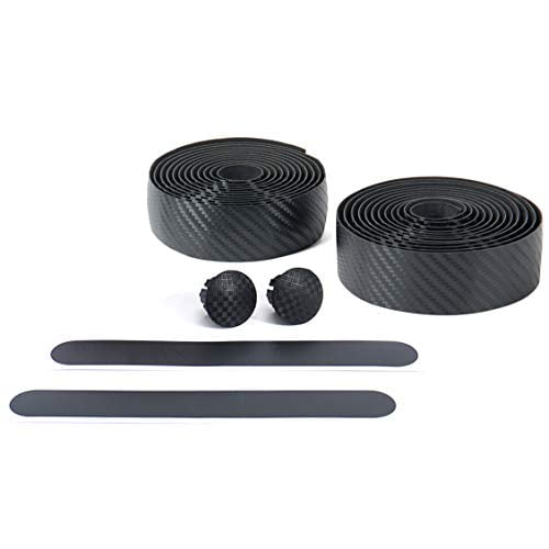 2 Bar Plug black ~T 2X Bike Cycling Road Bike Carbon Fiber Handlebar Tape Wrap