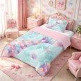thumbnail image 2 of meiyoeat Glitter Watercolor Mermaid Tail Twin Comforter Sets 2pcs,Pastel Shell Starfish Print Bedding Set,Pink Aqua,Pink Reversible,1 Comforter and 1 Pillowcase, 2 of 6