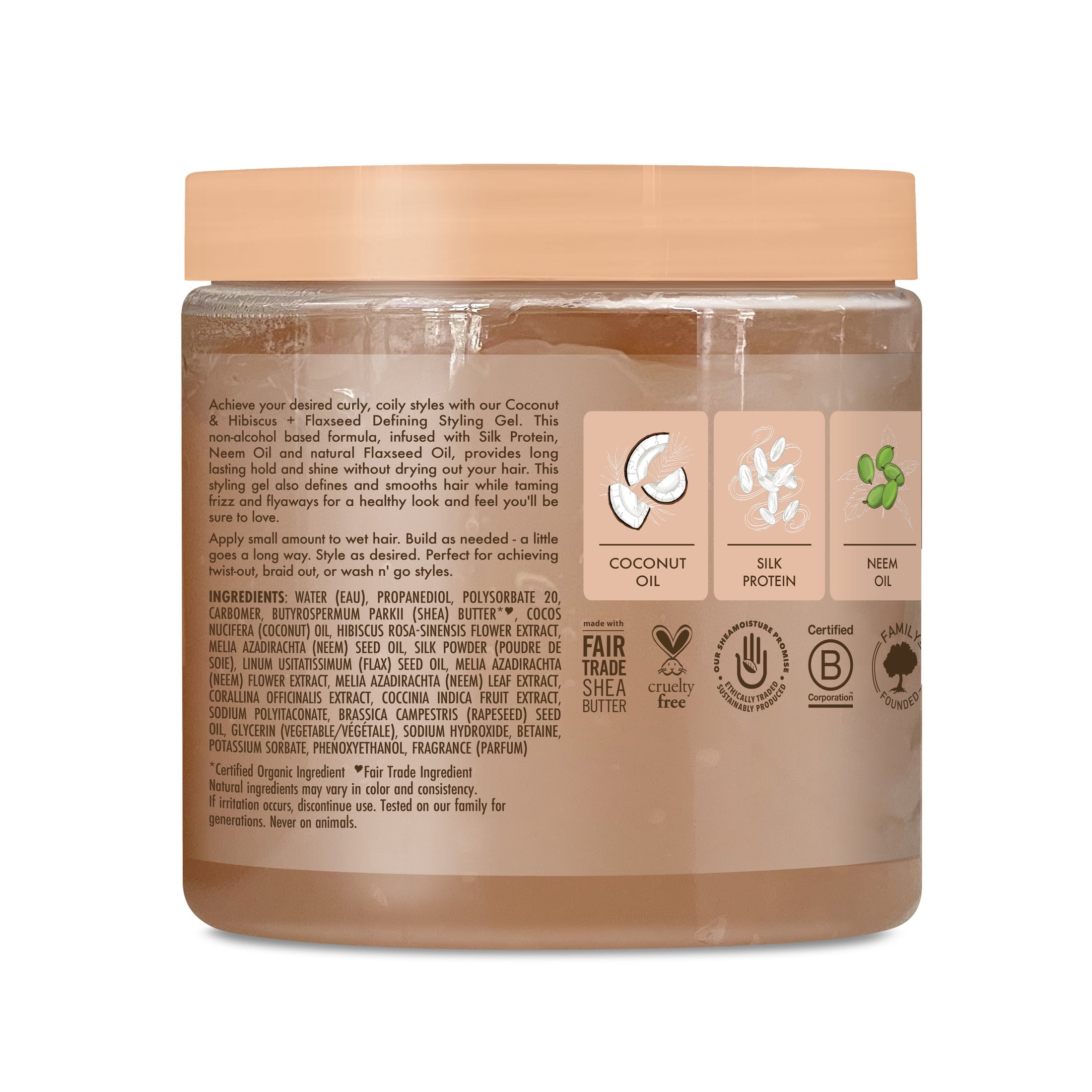 SheaMoisture Define & Shine Styling Gel + Flaxseed Coconut & Hibiscus, 15 oz