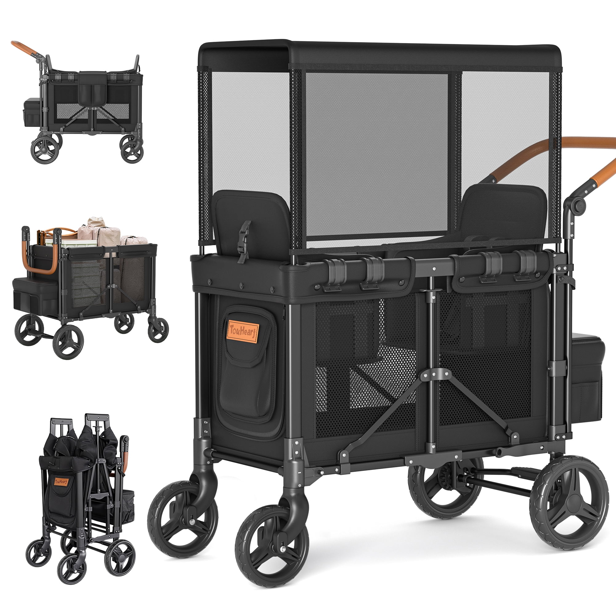 Funyard Wagon Double Stroller for 2 Kids and Toddlers, 5-Point