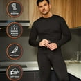 thumbnail image 3 of NevEND Long Johns Microfiber Soft Fleece Lined Thermal Underwear for Men Crewneck Set Winter Warm Base Layer Top & Bottom Black (S - 2XL), 3 of 7