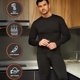 thumbnail image 3 of NevEND Ropa Interior Térmica de Microfibra Suave con Forro Polar para Hombre, Conjunto de Cuello Redondo, Capa Base Cálida de Invierno, Parte Superior E Inferior, Color Negro (S-2XL), 3 of 7