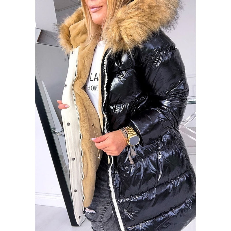 fake fur hooded jacket