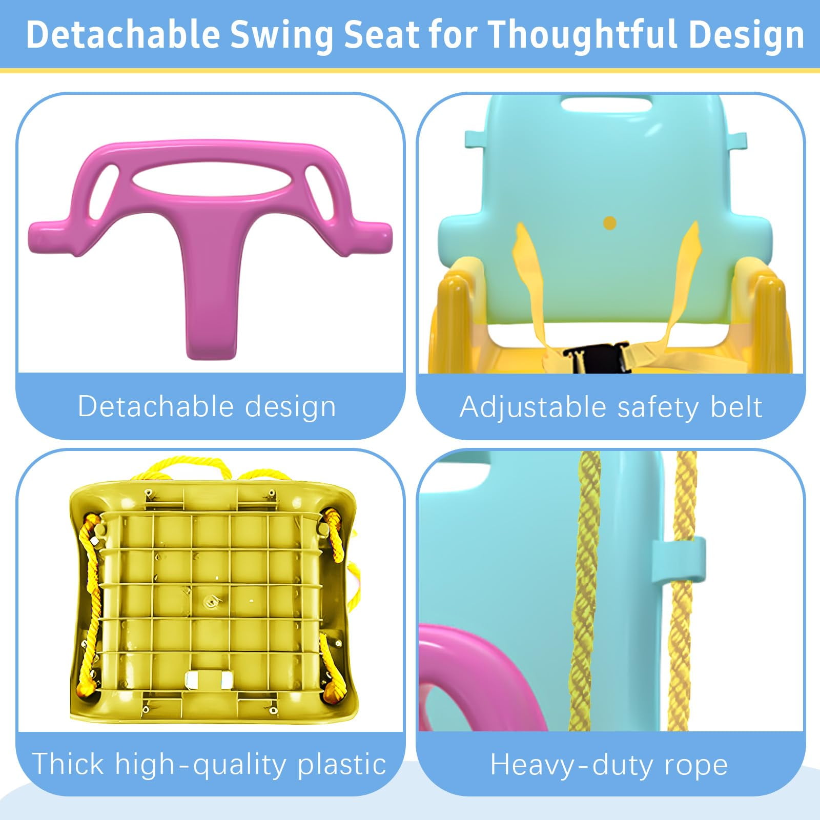 G TALECO GEAR Foldable Toddler Swing, 2 in 1 Swing Sets for Backyard, Yellow & Blue