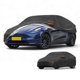 thumbnail image 1 of Funda para auto impermeable para todo clima, protección exterior completa contra el sol y la lluvia, con tiras reflectantes, negra para Tesla Model Y, 1 of 7