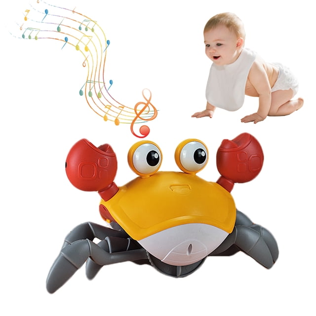 Modelo Juguete de cangrejo para gatear, juguetes para bebés con música y luz, juguetes para el tiempo de barriga, juguete musical interactivo para niños pequeños, niños y niñas, evita obstáculos autom Meterk Modelo