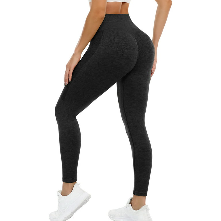 A AGROSTE Seamless Butt Lifting Leggings for Women Booty High Waisted  Workout Yoga Pants Scrunch Gym Leggings Black-M 
