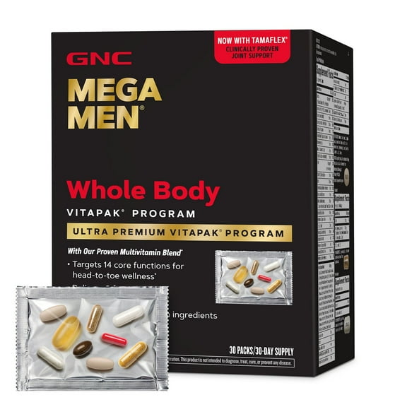 Mega Men Whole Body Ultra-Premium Vitapak Program, With Clinically Proven Ingredients, Convenient, 8 Products in 1, For Memory & Joint Support, 30 Count