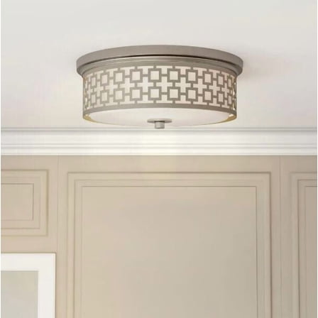 Decor Living Jerada 15" Brushed Nickel Flush Mount Lighting Fixture Hall or Room