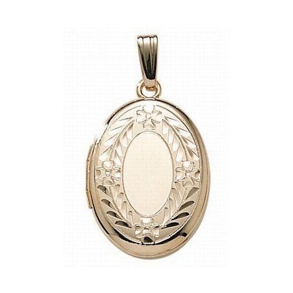 Picturesongold.Com 14K Gold Filled Unisex Adult Oval Locket Necklace - 3/4 inch x 1 inch