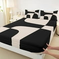 thumbnail image 3 of Homewish Wblack Brown Lines Twin Sheet Sets,Modern Asbtract Geometric Twin Fitted Sheet,Minimalism Style Flat Sheet For Men Women,Super Cozy Room Decor,3pcs, 3 of 7