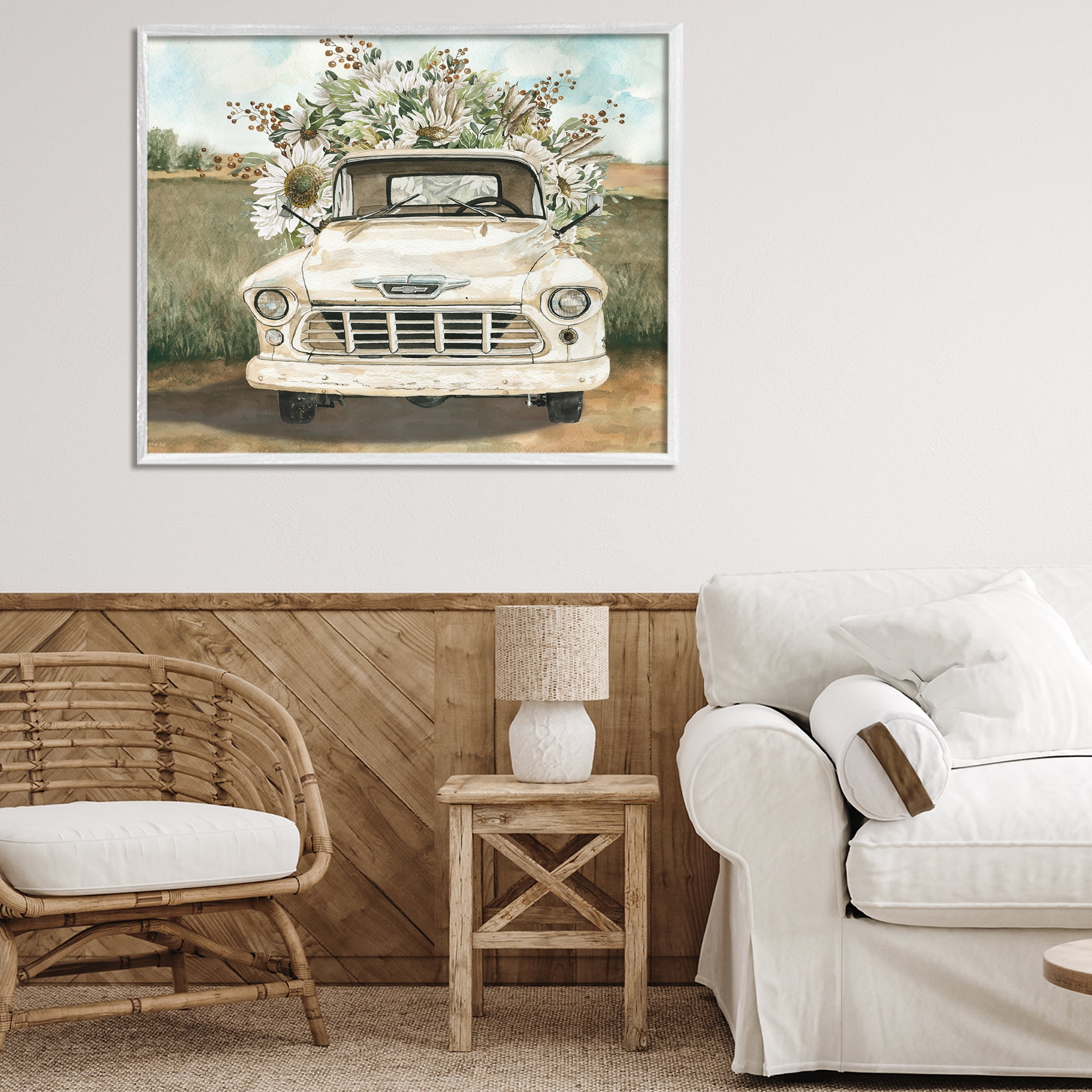 Stupell Industries Retro Country Flowers Delivery White Framed Giclee Art, design by Cindy Jacobs