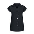 thumbnail image 3 of Womens Spring Summer Shirts Cotton Linen Plus Size Loose Fit Plain Casual Solid with Pocket Shirts for Women, 3 of 3
