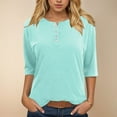 thumbnail image 2 of eczipvz Womens Casual Tops 3/4 Sleeve T-Shirts Round Neck Cute Tunic Tops Basic Tees Blouses Loose Fit Pullover(Light Blue,2XL), 2 of 6