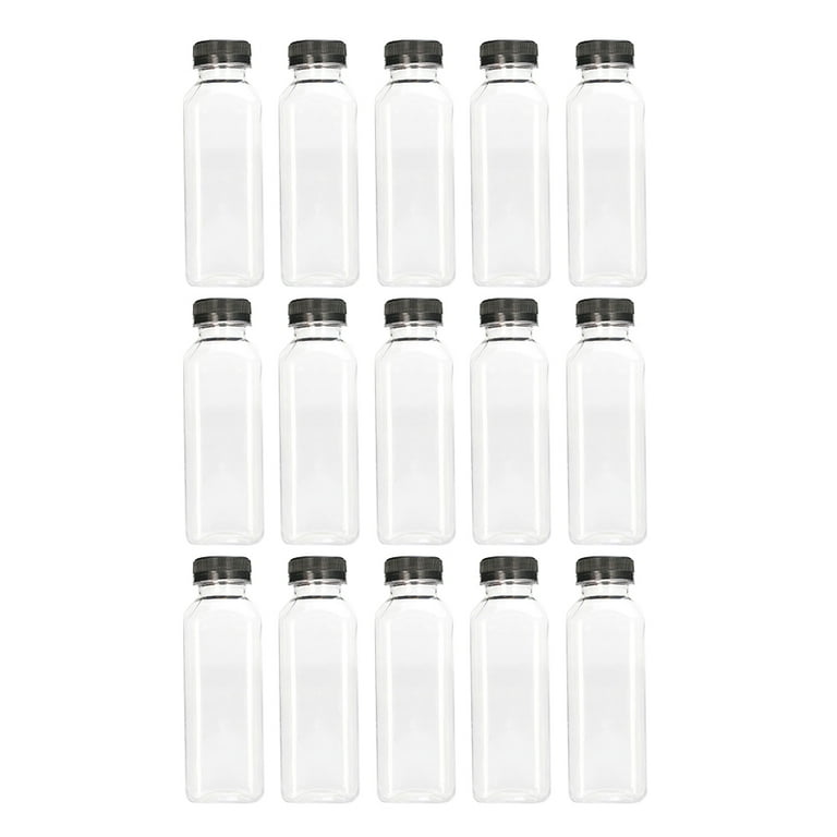 15pcs Empty Beverage Containers Plastic Juice Bottles with Lids for or  Juice Milk