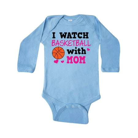 

Inktastic I Watch Basketball with Mom Gift Baby Boy or Baby Girl Long Sleeve Bodysuit