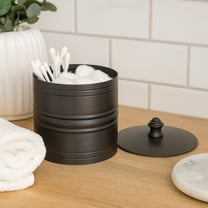 Stainless Steel Vanity Jar | Stylish Storage for Cotton Swabs,Sponges & Bath Salts | Decorative Canister for Bathroom,Bedroom | Oil Rubbed Bronze Finish