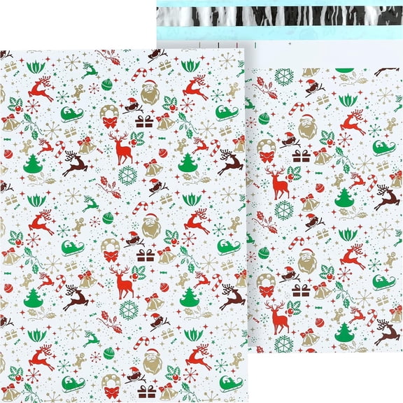 Christmas Poly Mailers 10x13, Holiday Poly Mailers Plastic Shipping Mailing Packaging Bags, Self Seal - Pack of 25