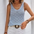 thumbnail image 5 of YUHAOTIN Female Womens T Shirts Loose Fit Long Sleeve Womens Sleeveless Vest V Neck Tops Knitted Summer Tanks Solid Casual Loose Fit Tops Women's Long Sleeve T-Shirts Plus Size Blouses for Women, 5 of 8