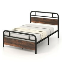 Costway Full Size Metal Platform Bed Frame Industrial Headboard Mattress Foundation