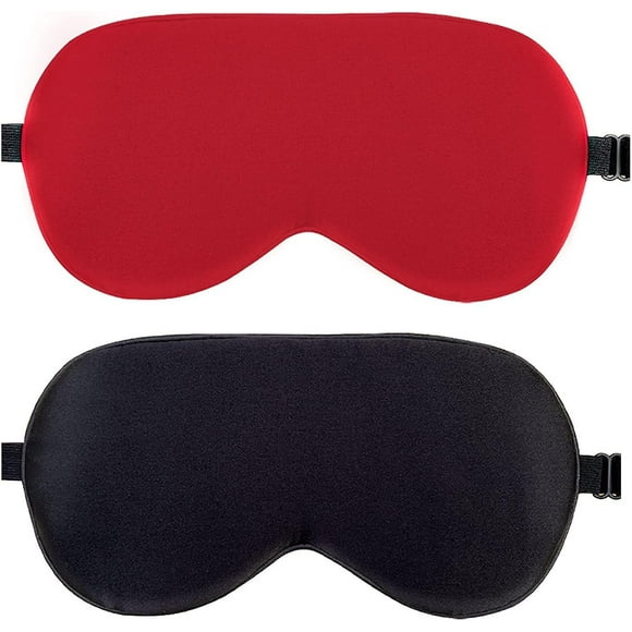 2 Pack Sleep Masks, Eye Mask, Pure Natural Silk with Adjustable Strap, Blocks Light, Reduces Puffy Eyes