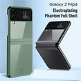 thumbnail image 3 of SaniMore for Samsung Galaxy Z Flip 4 Electroplating Folding Case, Rugged PC High Transparent [Not Yellowing Technology] Full Body Protective Case for Samsung Z Flip 4 Women Men, Blue, 3 of 8