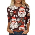 thumbnail image 2 of Jienlioq Hauts pour Femmes Mode Tendance T-Shirt Imprimé Manches 3/4 Blouse Col Rond Hauts Décontractés Cyberlundi, 2 of 5