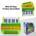 thumbnail image 2 of Fawoonu Mini 24-Key 12-Bass Accordion for Kids, Beginner Student Practice Instrument, Green ABS Plastic Handheld Musical Gift, 29x15x28cm, 2 of 7