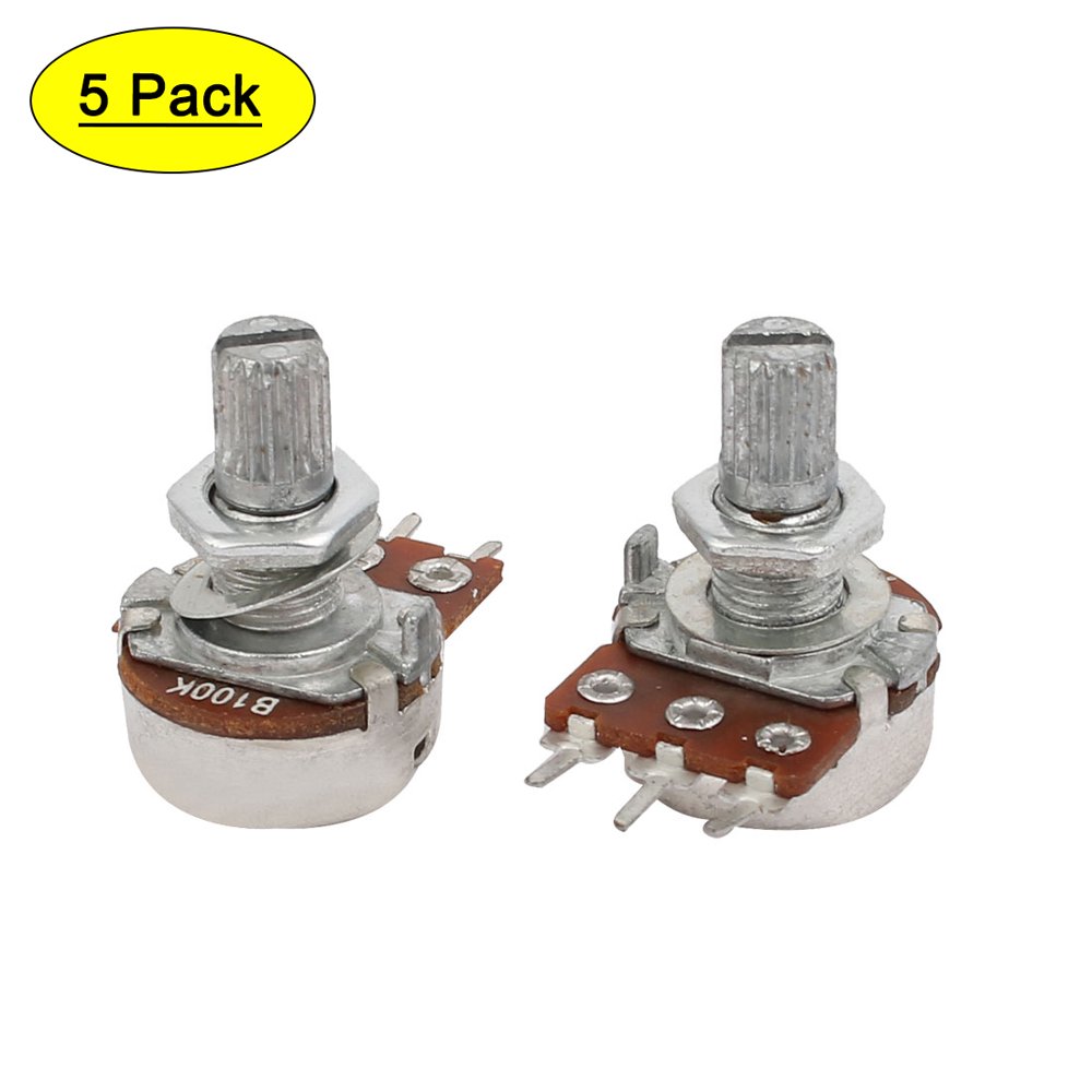 5pcs B100K 3 Terminals Single Linear Audio Pot Rotary Taper