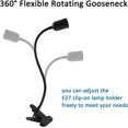 thumbnail image 4 of Enchufe E27 Negro BRI con Abrazadera y Clip Cuello de Cisne Ajustable Cable con Interruptor Europeo, 4 of 5