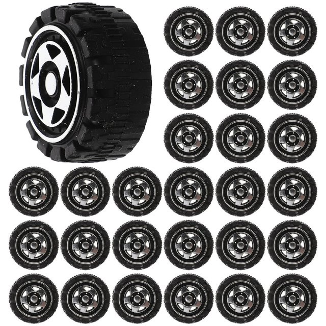 DEBGFS 50 Pcs Roues de Jouet Roues de Voiture Jouet Remplacement Roues de Voiture DIY Assembler Roues Jouets pour Enfants