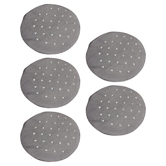 5Pcs Hair Net Rhinestone Decor Invisible Elastic Edge Hollow See-through Hair Fixing Anti-slip Ballet Dance Meatball Hair Mesh Styling Tool