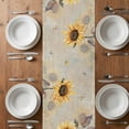 thumbnail image 6 of Yellow Sunflowers Table Runner - 72 Inch Long, Kitchen Dining Table Runner Dresser Scarves, Retro Floral Leaves Butterfly Plants Khaki Farmhouse Decor for Coffee Tables Wedding Party Banquet, 6 of 8