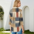 thumbnail image 7 of OIOLOYJM Golf Shirts for Women V Neck 3/4 Sleeve Plaid Polo Shirts Summer Collared Loose Fit Sports T-Shirt Comfy Cozy Trendy Outfits Khaki XL, 7 of 7