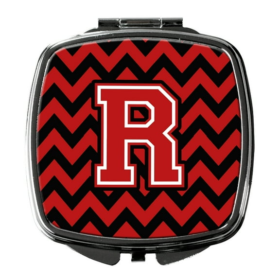 Letter R Chevron Black and Red Compact Mirror