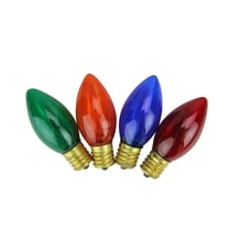 Set of 4 Incandescent C7 Transparent Multi Twinkle Replacement Bulbs