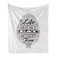 thumbnail image 1 of Eat Dessert First Soft Flannel Fleece Blanket, Life is Short Food Inspired Words on Spoon Retro Chalk Board, Cozy Plush for Indoor and Outdoor Use, 50" x 70", Charcoal Grey and White, by Ambesonne, 1 of 6