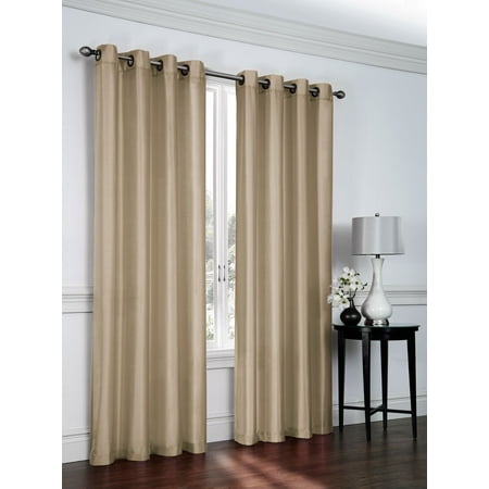 - 2 Pack: Regal Home Collections Ultra Luxurious Semi Sheer Shimmer Grommet Top Curtain Panels - Tan