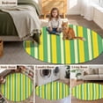 thumbnail image 6 of Area Rug 36in, Yellow Green Color Stripes Floor Carpet Living Room Rug, Summer Minimalist Art Non-Slip Welcome Mat Indoor Rugs for Bedroom Dining Room, 6 of 9