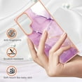 thumbnail image 2 of Allytech Galaxy S22 Ultra Case, Pretty Marble Design Heavy Duty Shockproof Hybrid Hard PC Soft TPU Bumper Three Layer Drop Protection Anti-Fall Cover Case for Samsung Galaxy S22 Ultra - Lightpurple, 2 of 5