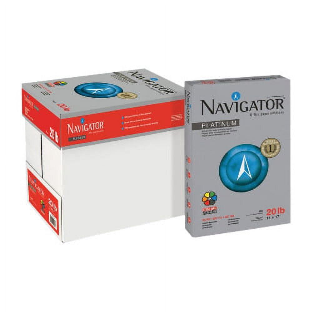 Navigator Platinum Digital Inkjet, Laser Copy & Multipurpose Paper 11" x 17" - 20 lb Basis Weight - Smooth - 2500 / Carton - Bright White