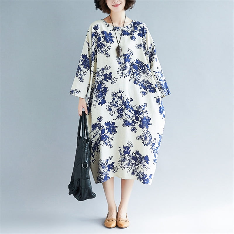 cotton three quarter sleeve dresses