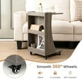 thumbnail image 4 of Topcobe C-Shaped Rolling End Side with Back Storage Shelves beside Sofa, Small End Tables Sofa Table for Small Spaces, Living Room Furniture, Gray, 4 of 9