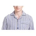 thumbnail image 2 of Amaxer Men's 100% Cotton Flannel Pajama Set, Long Sleeve Shirt with Chest & Side Pockets, Pants with Button Fly & Elastic Waistband Blue & Gray Stripes L, 2 of 7