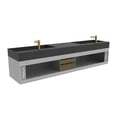 thumbnail image 3 of Amazon 84" Gray Wood Floating Vanity with Black Top and Gold Trim, 3 of 10