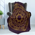 thumbnail image 4 of Mandala Soft Flannel Fleece Blanket, Circular Mandala Design Eastern Old Fashioned Nature Inspired Traditional, Cozy Plush for Indoor and Outdoor Use, 50" x 60", Purple Earth Yellow, by Ambesonne, 4 of 5